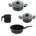 Ver imagem 2 de Conjunto Panelas 4 Peças Preto Indução Cooktop Elétrico Á Gás