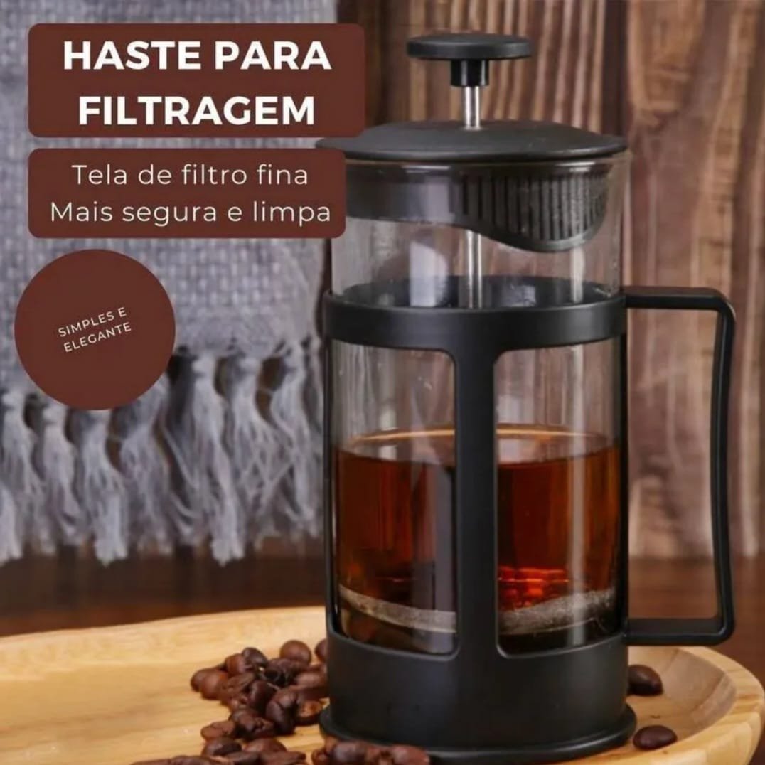 Cafeteira Prensa Francesa Cremeira Café Leite Chá 600ml - 4