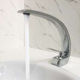 Torneira de Banheiro Cascata Curva Gourmet Cromada Monocomando Misturador Bancada Cuba Curvada Slim - 2