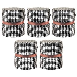 Kit 05 Puffs Bancos Decorativos Redondo Porto 49x43cm Suede Cardan - Desk Design - 1