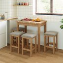 Ver imagem 1 de Conjunto Mesa Dobrável com 4 Bancos para Sala de Jantar Marrom/Inovata/Bege Claro