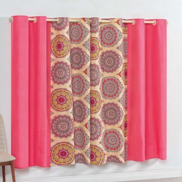 Cortina Exotic Zen Micropercal 200 Fios 2,0 x 1,7 m - Rosa - 1