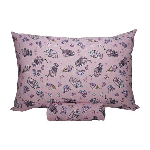 Jogo de Lençol Solteiro Kazzavip Malha Misto 70% Algodão e 30% Poliéster Estampado com Elástico 2 Pe