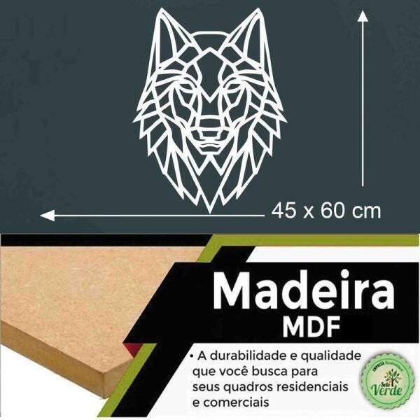 Quadro Decorativo Adorno Lobo Ii 3Mm Vazado - Mdf - 2