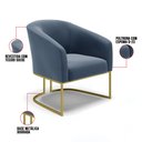 Ver imagem 6 de Kit 02 Poltronas Stella Suede Azul Marinho Base Industrial Dourada - D’Rossi