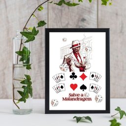 Quadro Zé Pelintra Salve A Malandragem 33x24cm - com vidro:Madeira branca - 1