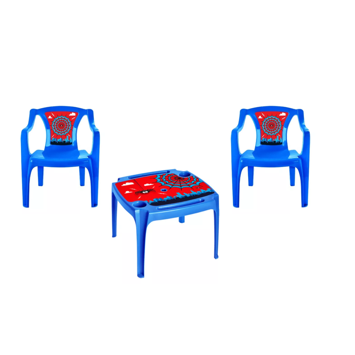 Kit Mesa Infantil + 2 Poltronas Plásticas Arqplast Homem Aranha - 1