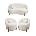 Ver imagem 1 de Kit 01 Sofá 2 Lugares + 02 Poltronas Orgânicos C/ Almofadas Curvo Sala Recepção Amsterdã Boucle Bran
