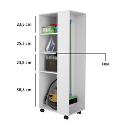 Armário para Lavanderia Organizador Multiuso com Pés Rodízio 1 Porta Dubai - Lh Móveis - 5