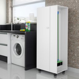 Armário para Lavanderia Organizador Multiuso com Pés Rodízio 1 Porta Dubai - Lh Móveis - 3