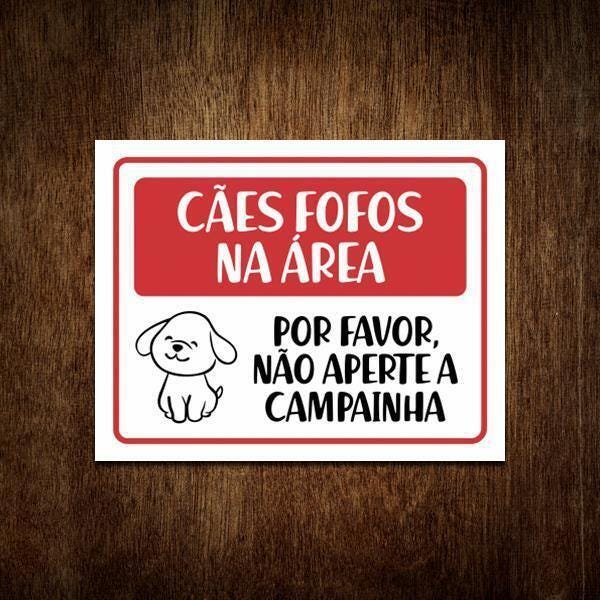 Placa Decorativa - Cães Fofos Na Área Por Favor (27X35) - 1