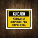 Ver imagem 1 de Placa Cuidado Não Usar Ar Comprimido Limpar Roupa 27x35