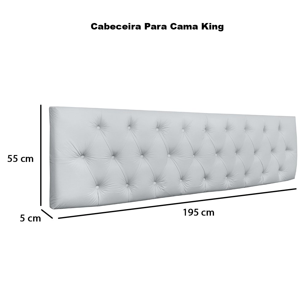 Cabeceira Cama Box king 1.95 Painel Capitonê Intense Corino Branco - LH Móveis - 9