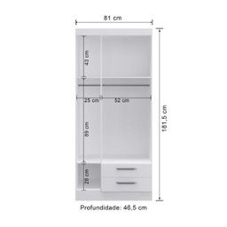 Guarda-roupa Solteiro 3 Portas 2 Gavetas Mbar Decibal Móveis - 4