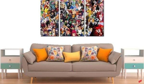 Quadro Decorativo Desenhos De Anime 3 Peças - 2