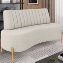 Ver imagem 2 de Sofá 2 Lugares 135cm Pés Aço Dourado Tamar Boucle Areia Z08 - Mpozenato