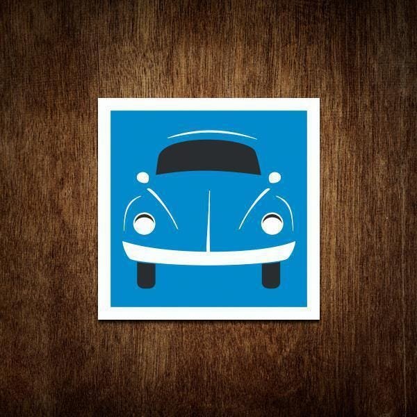 Placa Decorativa De Carro - Fusca Azul 36X36 - 1