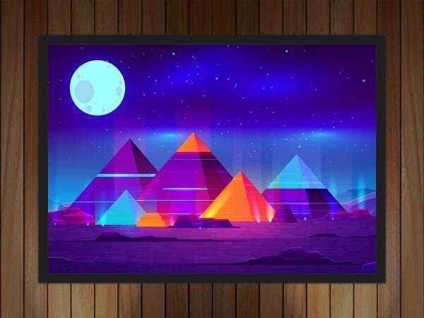 Quadro Decorativo Abstrato Pirâmides Egito Com Moldura G09 - 2