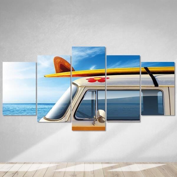 Quadro Decorativo Kombi Wolksvagem Viagem Praia Sala Surf - 3