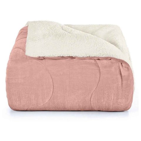 Cobertor Sherpa Casal Rosa Chá Hedrons