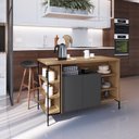 Ver imagem 2 de Mesa Bancada Gourmet Estilo Industrial 131cm com Armario 2 Portas P1035 Mel/grafite