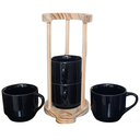 Ver imagem 3 de Kit Jogo 4 Xicaras Café/chá 200ml C/ Suporte Pinus - Preta