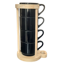 Ver imagem 4 de Kit Jogo 4 Xicaras Café/chá 200ml C/ Suporte Pinus - Preta