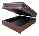 Ver imagem 1 de Cama Box Baú Casal Conforto Sintético Marrom + Colchão Casal Conforto Espuma D33 Com EPS 24x138x188