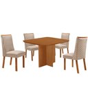 Ver imagem 3 de Mesa de Jantar Olimpia 4 Lugares Quadrada MDF Laminado 90cm Creme e Naturale Moderna