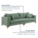 Ver mais imagens de Sofá Living Bipartido 3 Lugares 220cm Almofadas Soltas Pés Madeira Maciça Madri