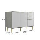 Ver imagem 4 de Balcão de Cozinha para Pia 120 Cm Domus 2 Portas 3 Gavetas Silver/branco - Hecol Móveis