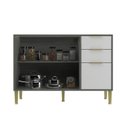 Ver imagem 3 de Balcão de Cozinha para Pia 120 Cm Domus 2 Portas 3 Gavetas Silver/branco - Hecol Móveis