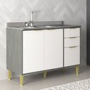 Ver imagem 1 de Balcão de Cozinha para Pia 120 Cm Domus 2 Portas 3 Gavetas Silver/branco - Hecol Móveis