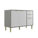 Ver imagem 2 de Balcão de Cozinha para Pia 120 Cm Domus 2 Portas 3 Gavetas Silver/branco - Hecol Móveis