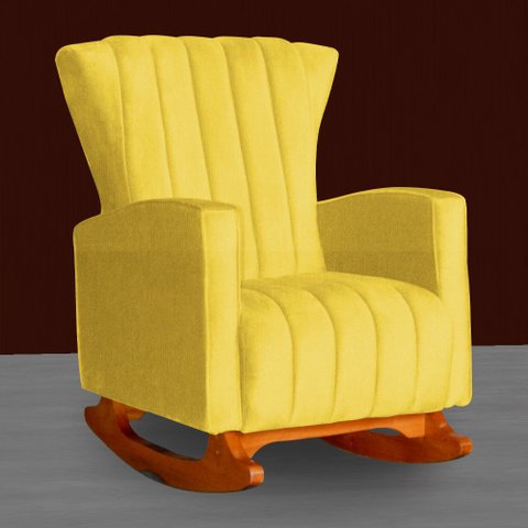 Poltrona Estofada de Balanço Melinda Suede Amarelo - Lm Decor