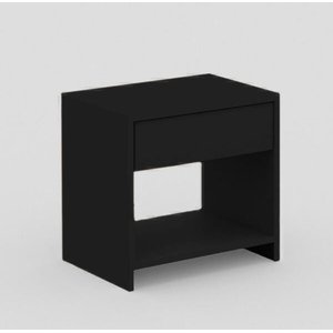 Mesa de Cabeceira com 1 Gaveta e Prateleira em MDF - Preto