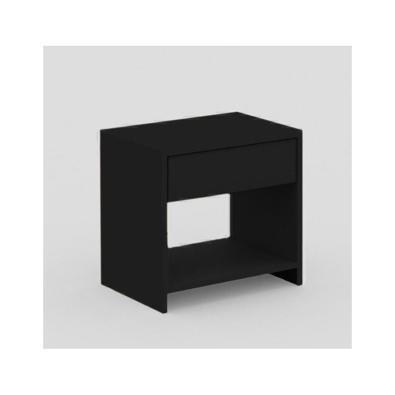 Mesa de Cabeceira com 1 Gaveta e Prateleira em MDF - Preto