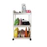 Carrinho Organizador 3 Prateleiras Andares Multiuso Auxiliar Papelaria Cozinha Banheiro Branco - 1