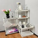 Ver imagem 2 de Carrinho Organizador 3 Prateleiras Andares Multiuso Auxiliar Papelaria Cozinha Banheiro Branco