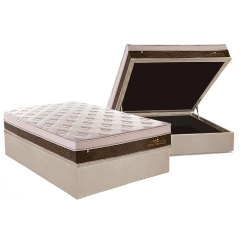 Cama Box Baú Casal: Colchão Molas Ensacadas Plumatex MasterPocket Personalle + Base CRC Suede Clean(