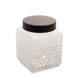 Pote de Vidro Tampa Preta Colméia 13x16cm 1,8l - Rojemac - 1