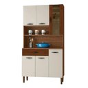 Ver imagem 2 de Kit Cozinha 6 Portas e Gaveta Savona Nogueira / Off White / Ripado