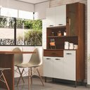 Ver imagem 1 de Kit Cozinha 6 Portas e Gaveta Savona Nogueira / Off White / Ripado