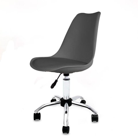 Cadeira Saarinen Empório Tiffany Cinza com Base Office Cromada