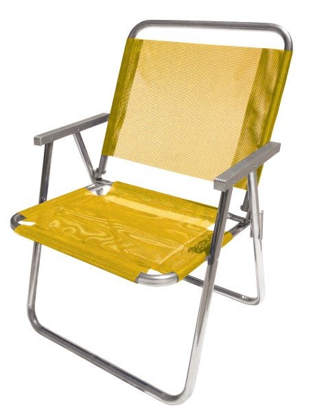 Cadeira de Praia Alta Extra Larga Aluminio Amarela 130Kg - 1