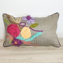 Ver imagem 3 de Capa de Almofada em Algodão Retangular com Aplique de Flores em Tecido A30xl50 Cm