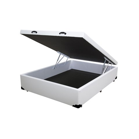 Cama Box Baú Blindado Viúva AColchoes Sintético Branco 41x128x188