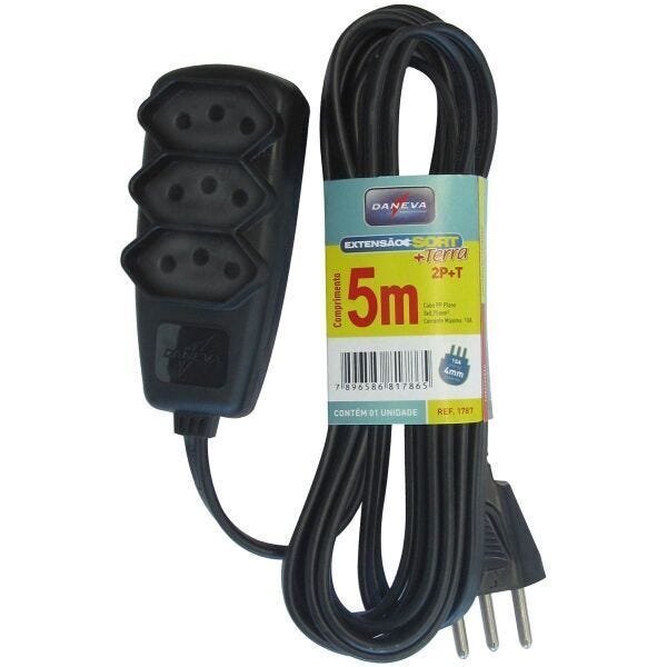 Extensão Com 5 Metros Preto Bovolt - 1