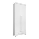 Ver imagem 4 de Guarda Roupa Solteiro Zenit 2 Portas de Bater 1 Gaveta MDP MDF Branco RV Móveis