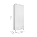 Ver imagem 3 de Guarda Roupa Solteiro Zenit 2 Portas de Bater 1 Gaveta MDP MDF Branco RV Móveis